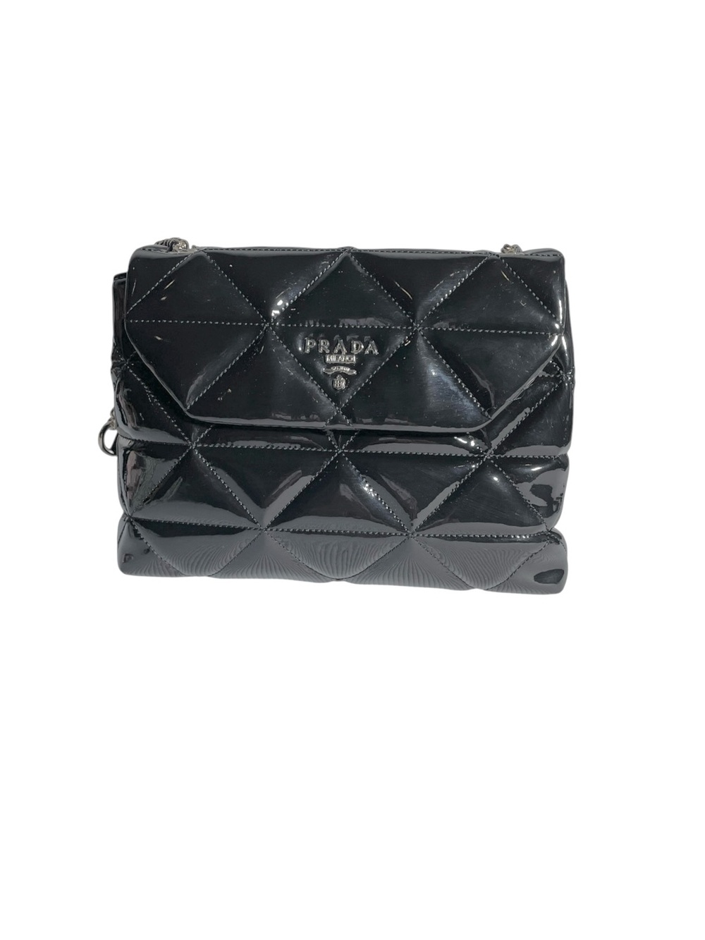 🖤 Black Patent Quilted Chain Shoulder Bag 🖤 - Picture 3 of 11